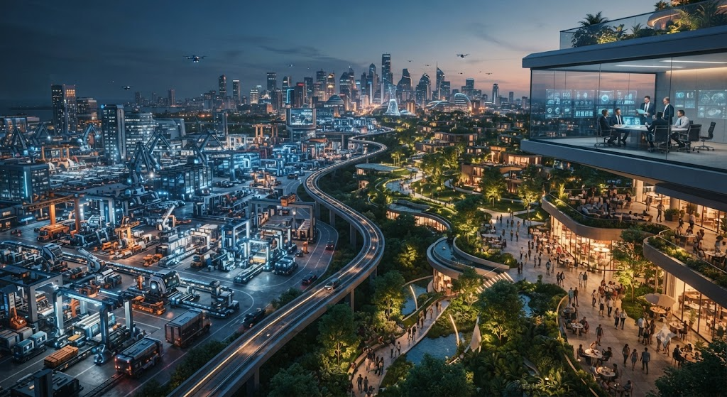 futuristic automated city