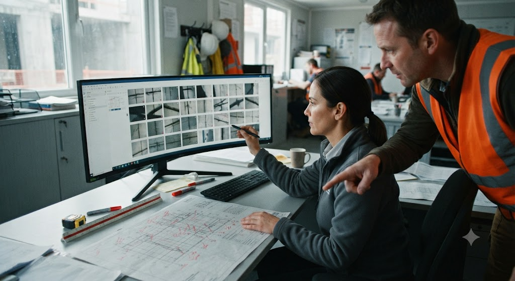 engineer reviewing crack inspection images