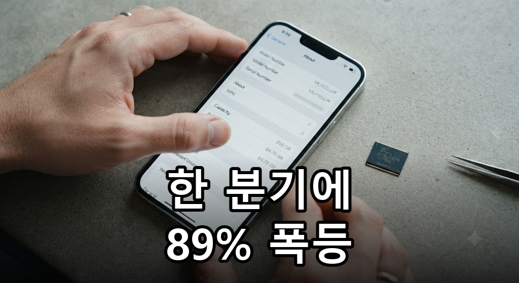 아이폰에 들어갈 D램 칩을 집어 든 손