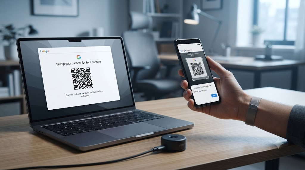 QR code laptop smartphone