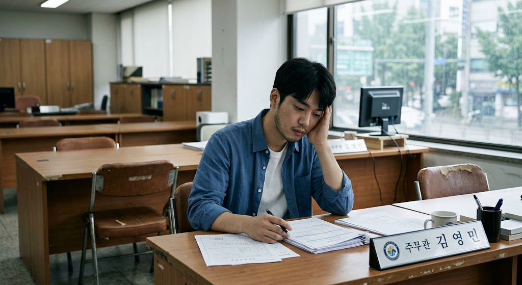 공무원보수규정과 호봉표를 확인하는 모습