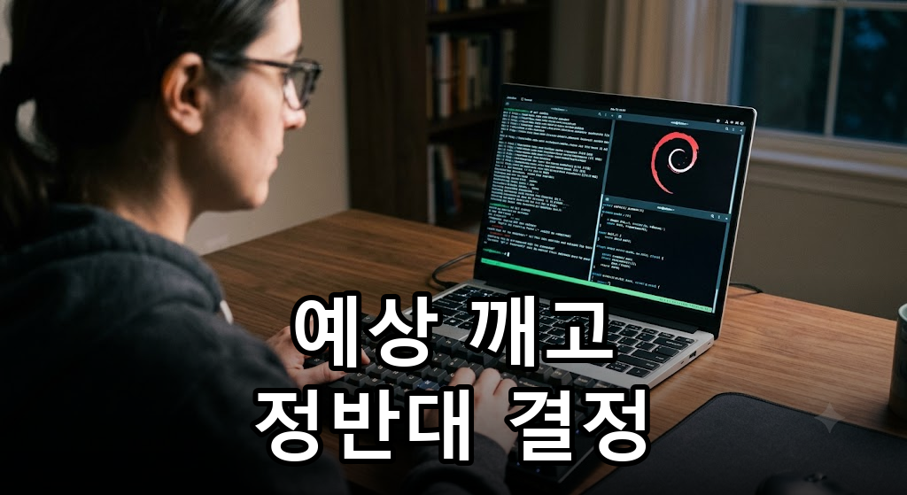 AI 코드 제안이 뜬 화면 앞에서 키보드를 두드리는 개발자의 손