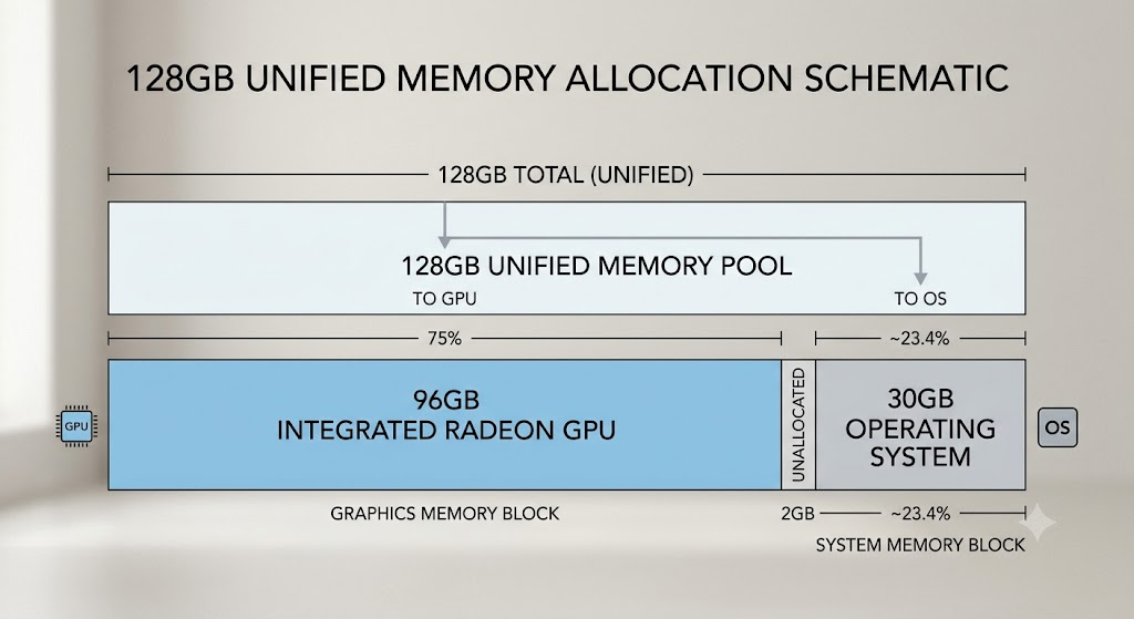 128GB 중 96GB를 GPU에 몰아주는 분배 구조