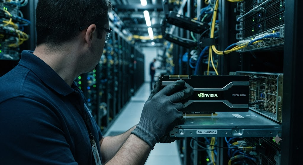 NVIDIA GPU data center server rack